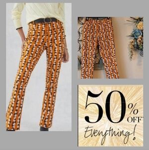 Anthropologie Tangerine Floral Flare Pants. NWOT Excellent Condition Size 0